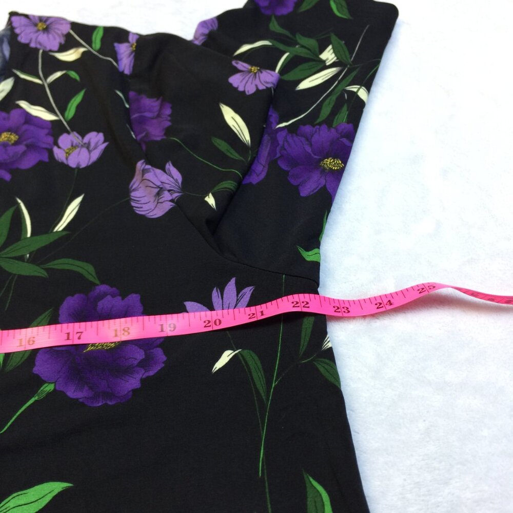 New! Leota Blouse Tunic Top XL Black Purple Floral Knit 3/4 Flare Sleeve - Picture 10 of 16
